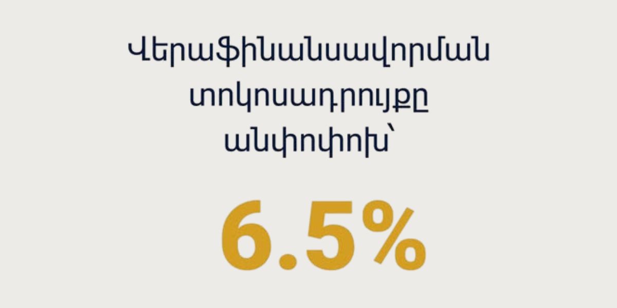 ՀՀ Կենտրոնական բանկը վերաֆինանսավորման տոկոսադրույքը թողել է անփոփոխ՝ 6.5%